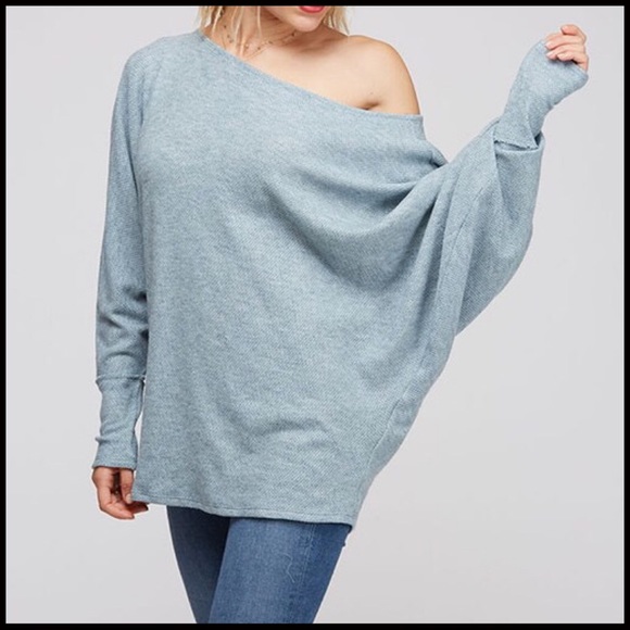 Dolman Sleeve Off-the-Shoulder Top - Picture 4 of 5